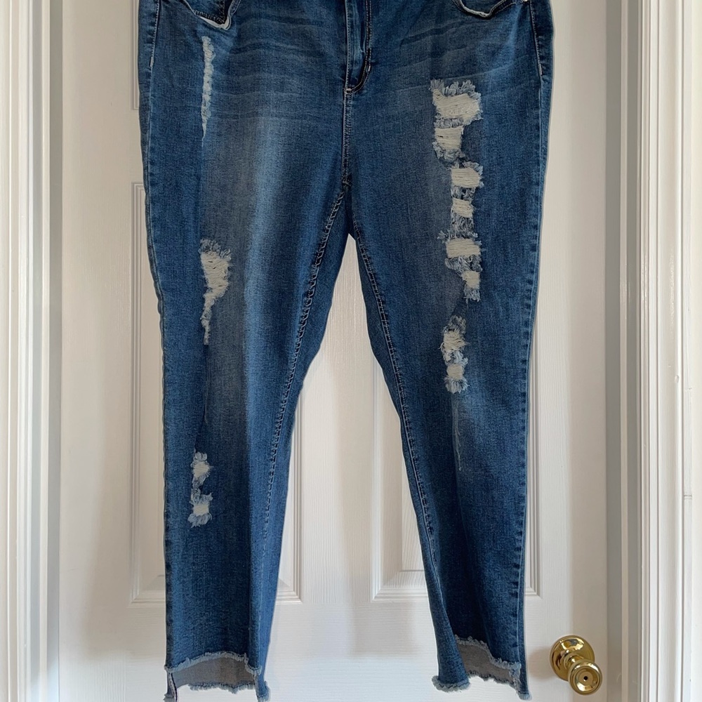 Lane Bryant Seven7 Distressed StepHem Jean Size 24